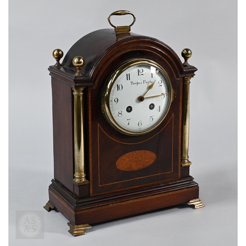 665 - A French brass mounted satinwood bracket clock, the 8-day twin train movement with Arabic numeral di... 