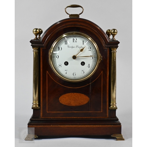 665 - A French brass mounted satinwood bracket clock, the 8-day twin train movement with Arabic numeral di... 
