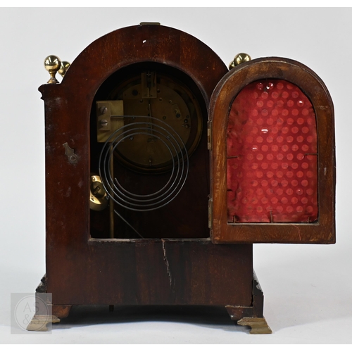 665 - A French brass mounted satinwood bracket clock, the 8-day twin train movement with Arabic numeral di... 