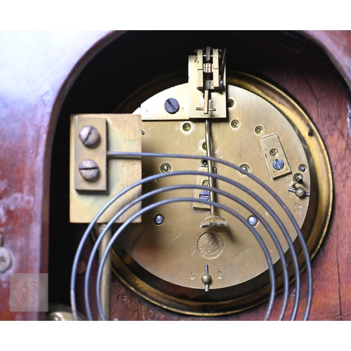 665 - A French brass mounted satinwood bracket clock, the 8-day twin train movement with Arabic numeral di... 