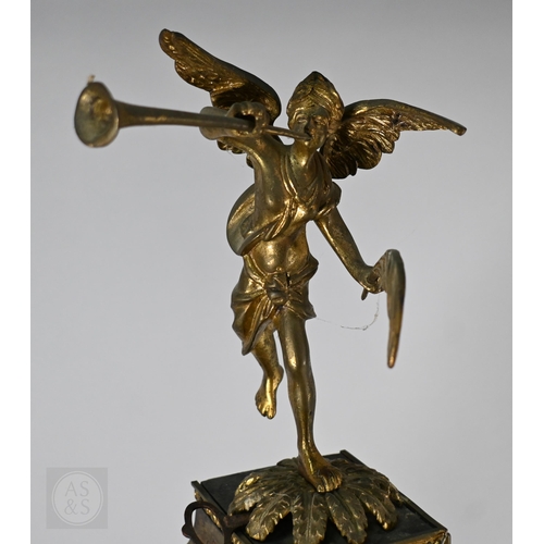 670A - A Louis XV French boulle work bracket clock, the brass inlaid tortoiseshell case surmounted by a hor... 