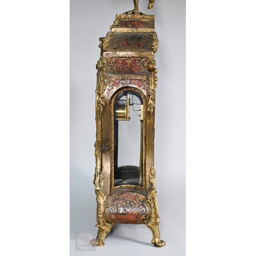 670A - A Louis XV French boulle work bracket clock, the brass inlaid tortoiseshell case surmounted by a hor... 