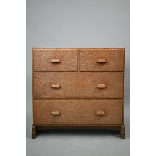 717 - Cotswold School, an Arts &amp; Crafts oak chest to a design by Ernest W Gimson (1864-1919), the two ...