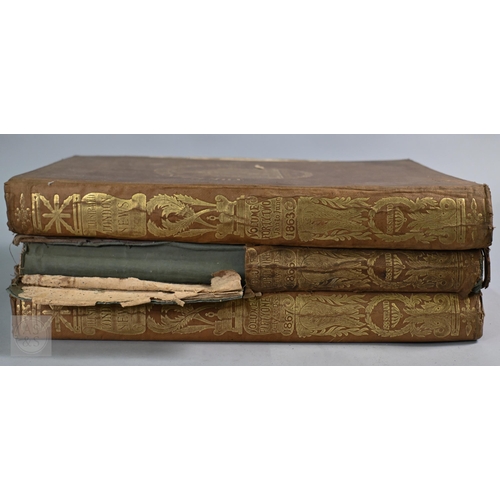 805 - Three Victorian volumes of The Illustrated London News:- Jan - Jun 1863, Jul - Dec 1866 and Jul - De... 
