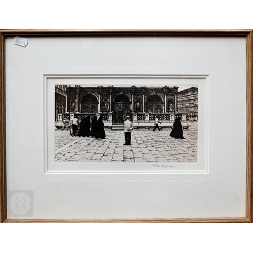 620 - Wilfred R E Fairclough (1907-96) - Nuns crossing the piazza, etching, pencil signed and dated 1984 t... 