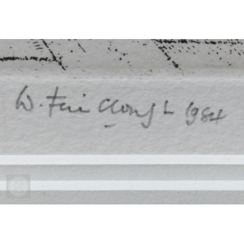 620 - Wilfred R E Fairclough (1907-96) - Nuns crossing the piazza, etching, pencil signed and dated 1984 t... 