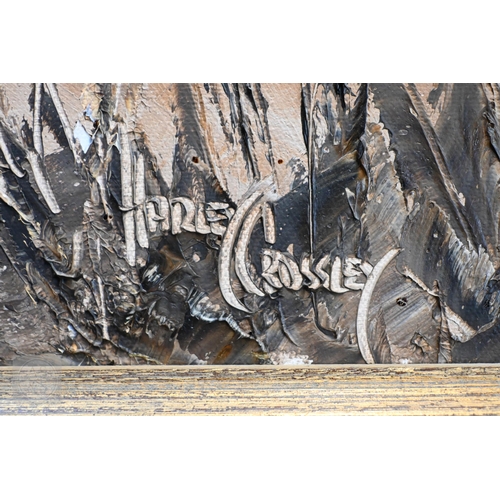 625 - Harley Crossley (1936-2013) - 'Tollard Royal', oil on canvas, signed lower left, 44 x 90 cm and 'Bir... 