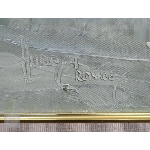 625 - Harley Crossley (1936-2013) - 'Tollard Royal', oil on canvas, signed lower left, 44 x 90 cm and 'Bir... 