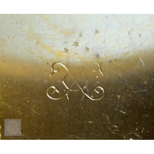 677 - A Continental profusely-chased brass mantel clock, the 8-day two train movement striking the hours a... 