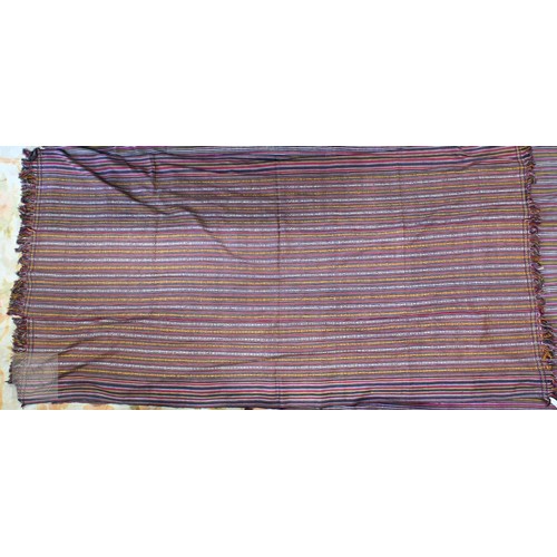 650A - Two vintage mixed weave silk and wool striped design panels, Bhutan circa 1940s, 290 cm x 159 cm and... 