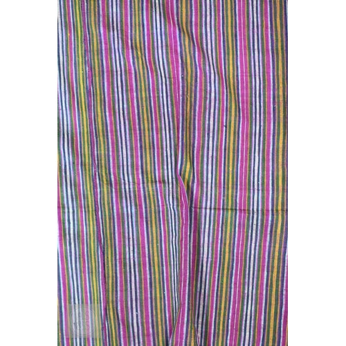 650A - Two vintage mixed weave silk and wool striped design panels, Bhutan circa 1940s, 290 cm x 159 cm and... 