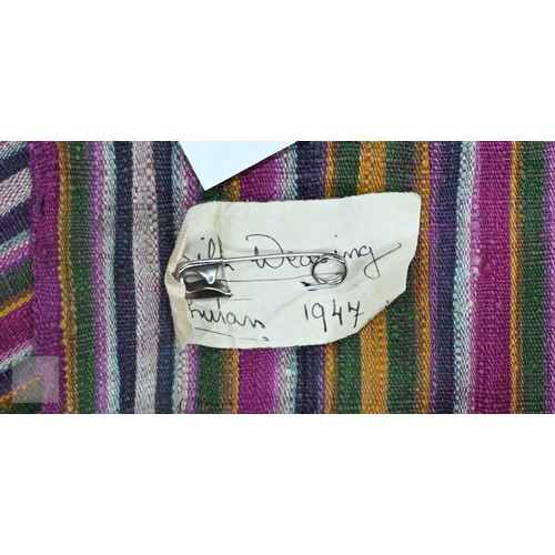 650A - Two vintage mixed weave silk and wool striped design panels, Bhutan circa 1940s, 290 cm x 159 cm and... 