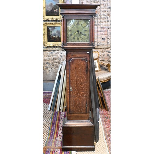662 - Whitehurst, Derby, an 18th century oak 30 hour longcase clock, the square brass dial with roman nume... 