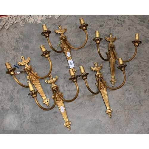 395 - Five Neoclassical design twin branch wall lights, 26 cm h