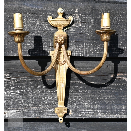 395 - Five Neoclassical design twin branch wall lights, 26 cm h