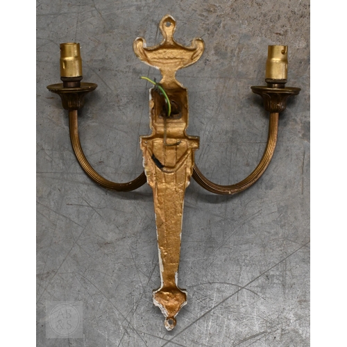 395 - Five Neoclassical design twin branch wall lights, 26 cm h
