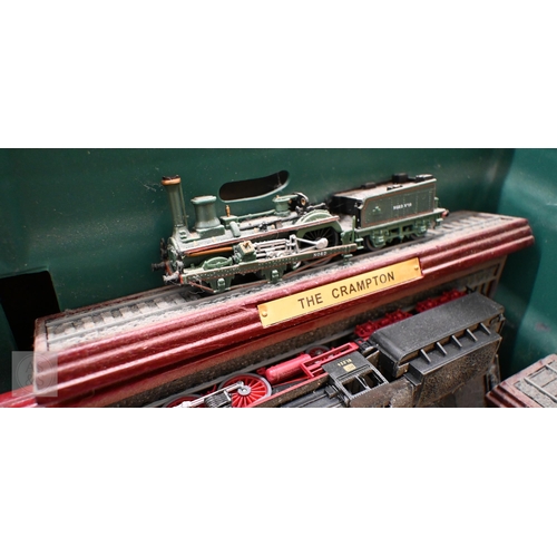 550 - A quantity of model locomotives on wooden bases, to/w a small assortment of Corgi and other boxed ca... 