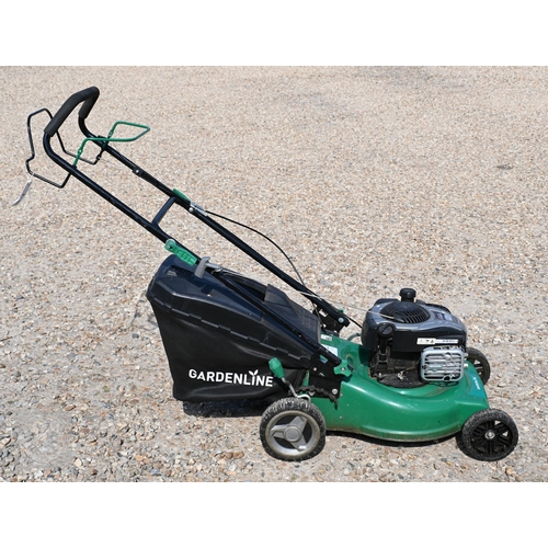 10 - A Gardenline GPMXSZ461 petrol lawn mower, c/with grass box and instructions, little used