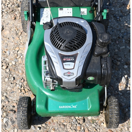 10 - A Gardenline GPMXSZ461 petrol lawn mower, c/with grass box and instructions, little used