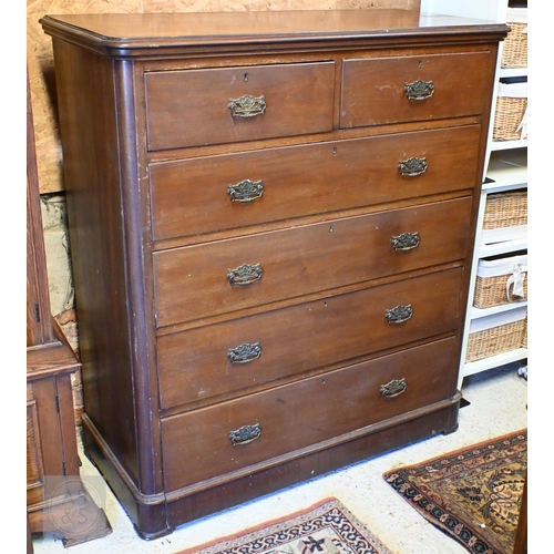 198 - A 19th century mahogany chest of two short over four long drawers (a/f) 118 cm w x 55 cm d x 134 cm ... 