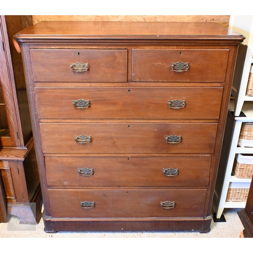 198 - A 19th century mahogany chest of two short over four long drawers (a/f) 118 cm w x 55 cm d x 134 cm ... 