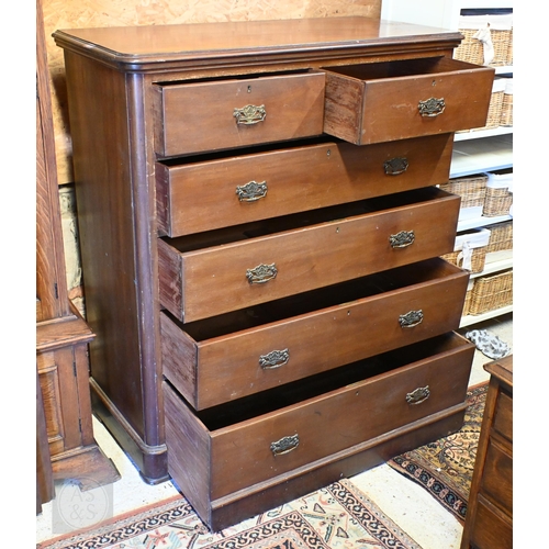 198 - A 19th century mahogany chest of two short over four long drawers (a/f) 118 cm w x 55 cm d x 134 cm ... 