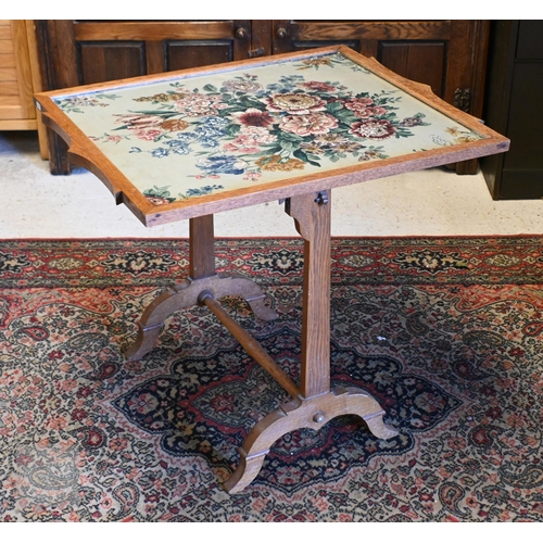 252 - #An early 20th century four division stick stand with metal tray, 46 x 28 x 70 cm high to/w oak fram... 