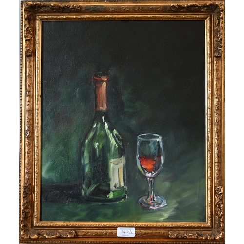 343 - Continental school - Mediterranean riverside villa, oil on canvas, signed, 37 x 45 cm