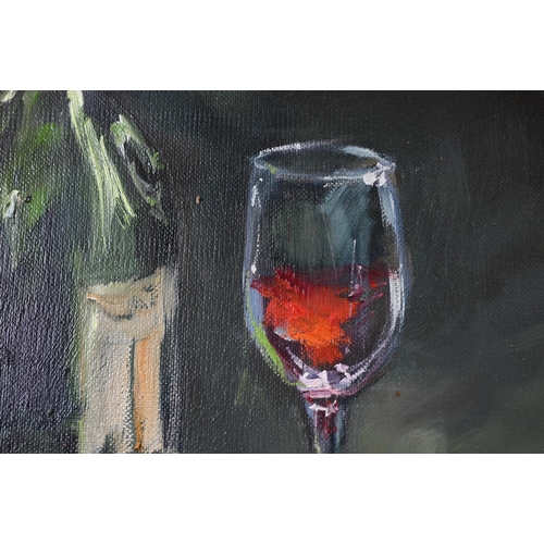 343 - Continental school - Mediterranean riverside villa, oil on canvas, signed, 37 x 45 cm