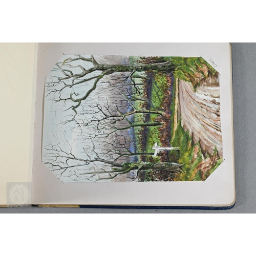 379 - #A World War I and later autograph book, containing various watercolour paintings and drawing includ... 