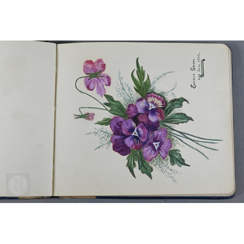 379 - #A World War I and later autograph book, containing various watercolour paintings and drawing includ... 