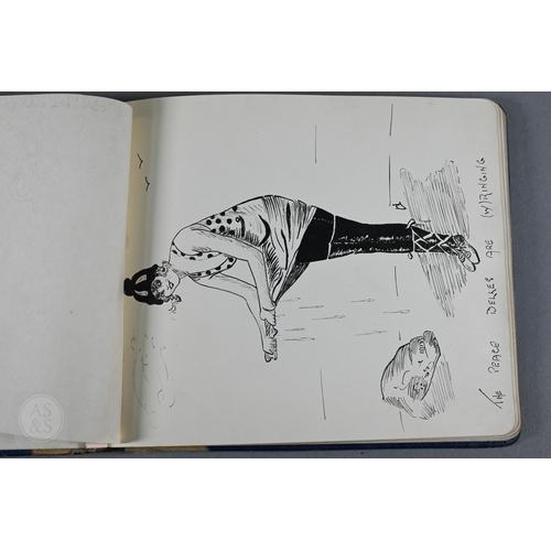 379 - #A World War I and later autograph book, containing various watercolour paintings and drawing includ... 