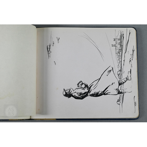 379 - #A World War I and later autograph book, containing various watercolour paintings and drawing includ... 