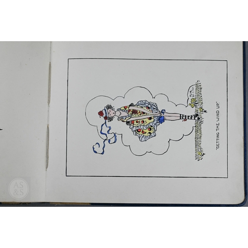 379 - #A World War I and later autograph book, containing various watercolour paintings and drawing includ... 