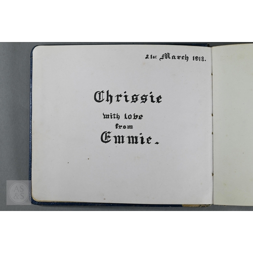 379 - #A World War I and later autograph book, containing various watercolour paintings and drawing includ... 