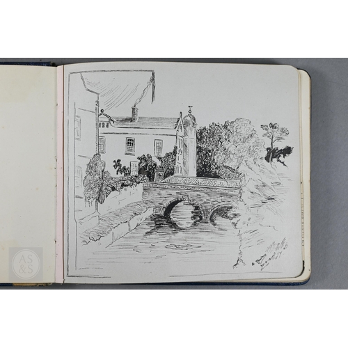379 - #A World War I and later autograph book, containing various watercolour paintings and drawing includ... 