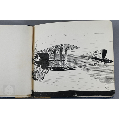 379 - #A World War I and later autograph book, containing various watercolour paintings and drawing includ... 