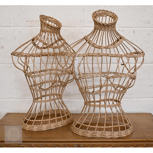 386 - Two vintage wicker ladies' clothes shop display stands