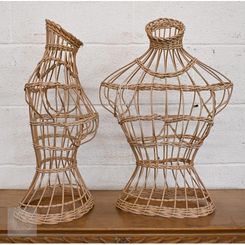 386 - Two vintage wicker ladies' clothes shop display stands