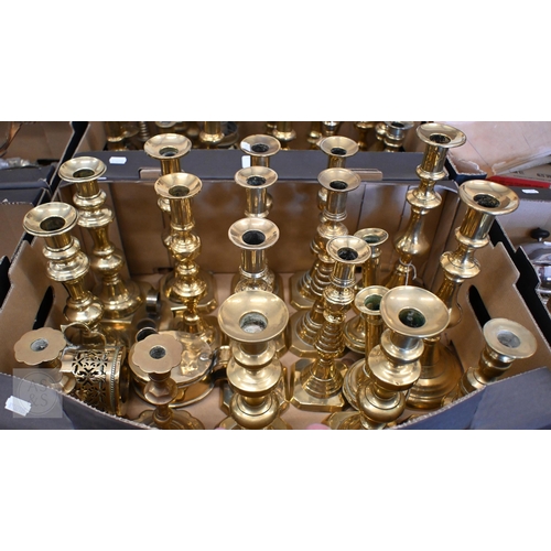 398 - Twenty two various Victorian and later brass candlesticks (box)
