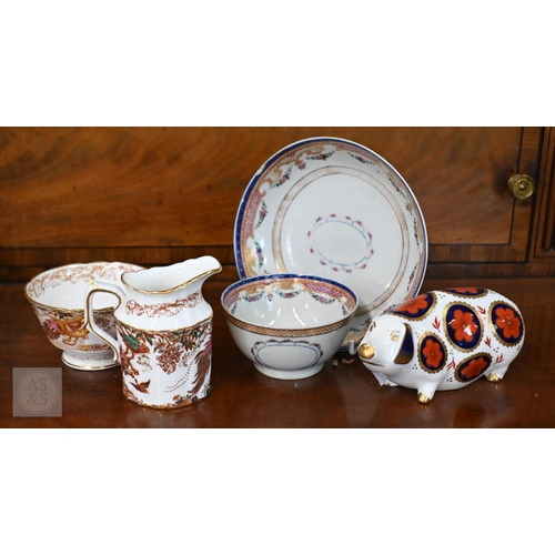 400 - A Georgian creamware eliptical basket on stand with blue and white barley decoration, pierced rims a... 