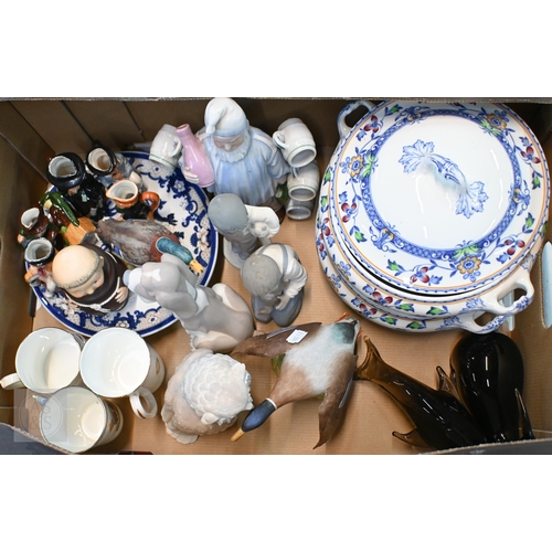 406 - A Spode figure 'Mallard Settling' to/w eight Nao figures (four boxed), a Continental 'Night cap' fig... 