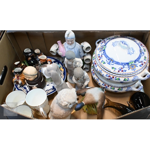 406 - A Spode figure 'Mallard Settling' to/w eight Nao figures (four boxed), a Continental 'Night cap' fig... 