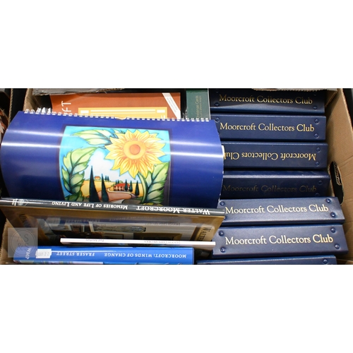 545 - A quantity of volumes and periodicals on the subject of collecting Moorcroft pottery ( 2 boxes)