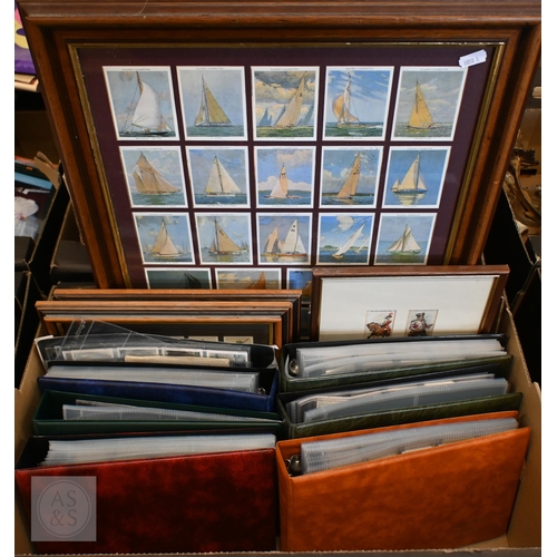 547 - A quantity of reproduction and some vintage cigarette cards - framed and in albums (box)