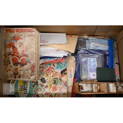 549 - A quantity of vintage games, cigarette cards, newspapers, first day covers etc (box)