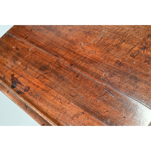 576 - An 18th century oak hall table with single drawer and turned front supports, 84 x 52 x 70 cm high