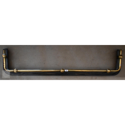 389 - A Victorian hearth fender with brass rail, 152 cm wide overall