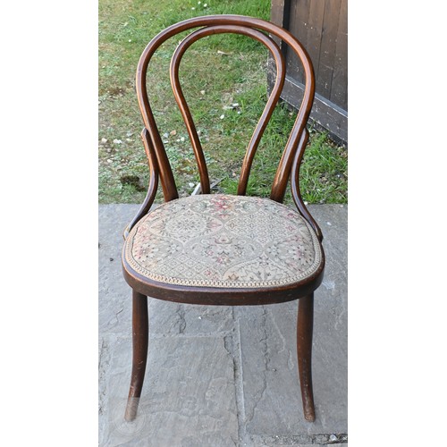 259 - #An antique beach spindle back rocking chair to/w Thonet style bentwood children's chair (2)