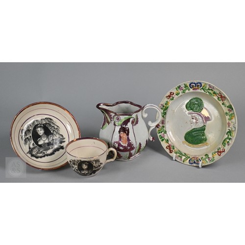 411 - Royal Commemorative/Political: a pink and copper lustre jug, printed in support of the Queen in the ... 